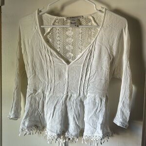 American Rag Cie top with lace back and lace trim